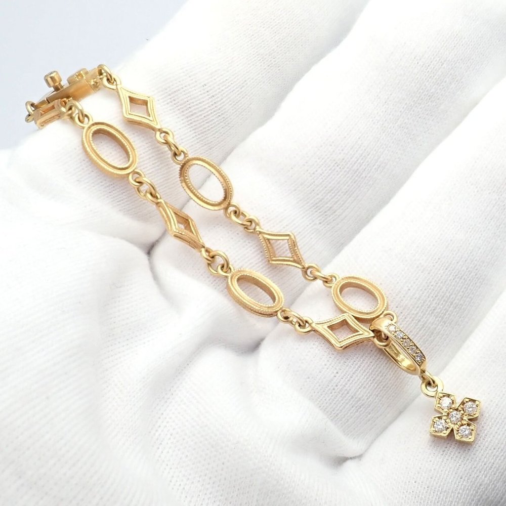 Rare Loree Rodkin 18k Yellow Gold Diamond Cross Bracelet - Picture 3 of 11